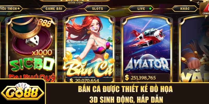 Bắn cá được thiết kế đồ họa 3D sinh động, hấp dẫn