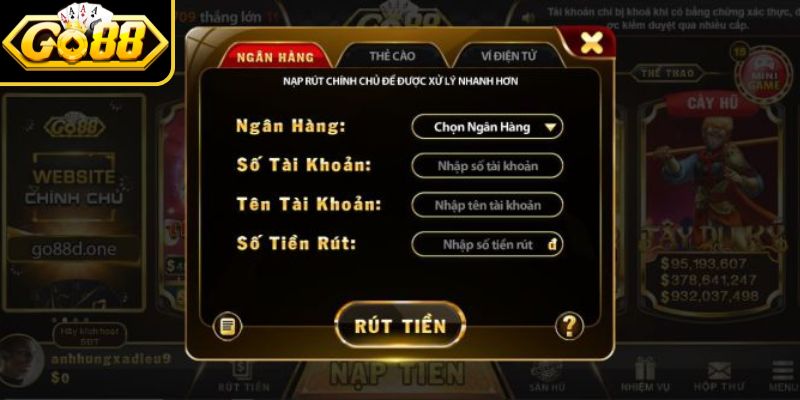 Nạp Rút Tiền Go88 2 Các bước thanh toán mà anh em cần thực hiện chuẩn