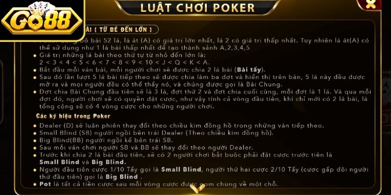 Poker GO88 – Sức Hút Của Game Trí Tuệ Tại Sảnh Casino 2 Thứ tự các tổ hợp giúp xác định người chiến thắng ván cược